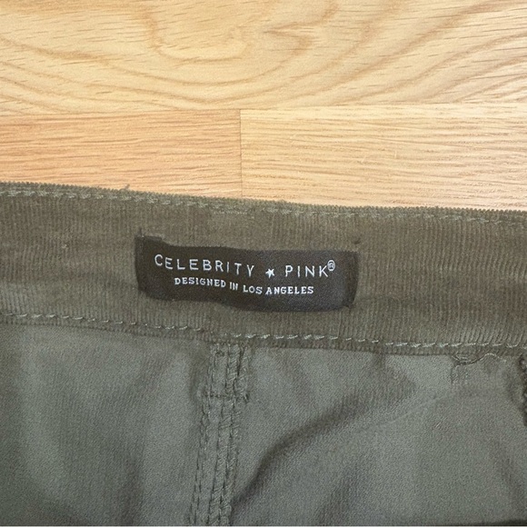 Celebrity Pink Soft Olive Corduroy Mini Skirt Size 7/28 Fall - Picture 3 of 4